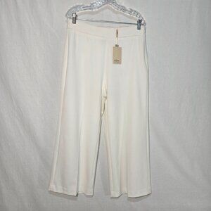 ELIE TAHARI Officecore Mob Wife IVORY Hi-Rise Wide Leg Cropped  Trouser Size 12